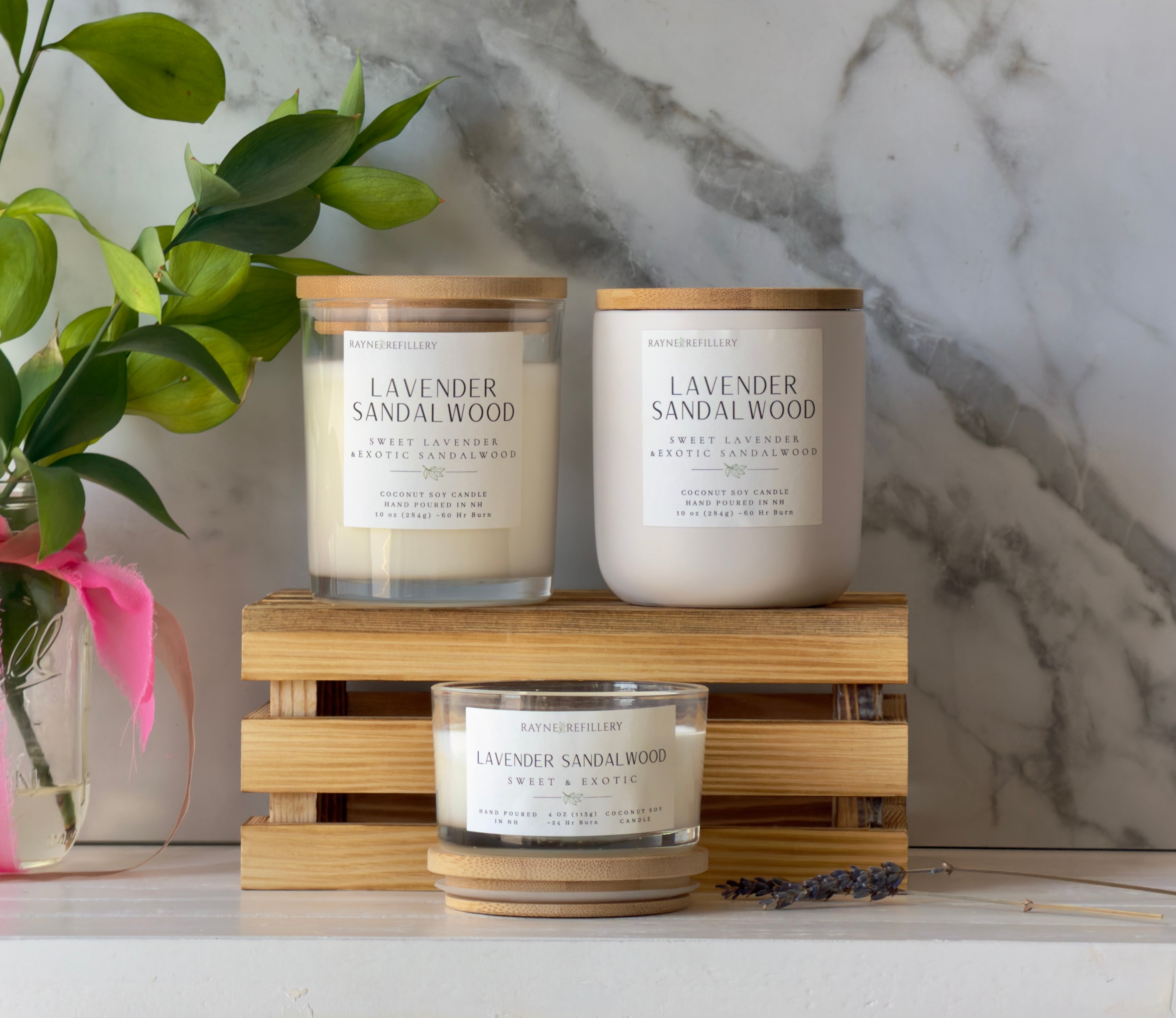 Lavender Sandalwood – Clean Burning Vegan Coconut Soy Candle